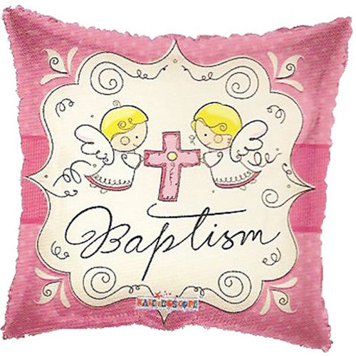 18" Baptism Cute Angels Theme Pink Foil Balloon ( 3 Balloons )