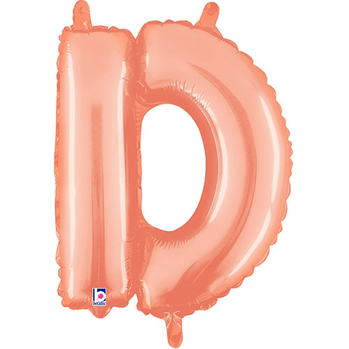 Air Filled Rose Gold Letter D Balloon 14"