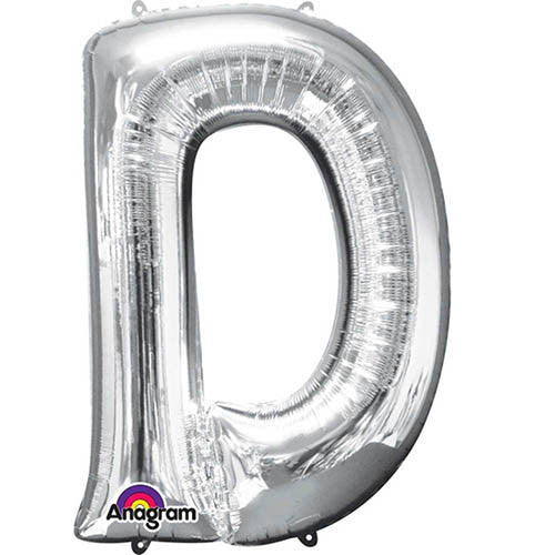 Giant Silver Letter D Foil Balloon 33"