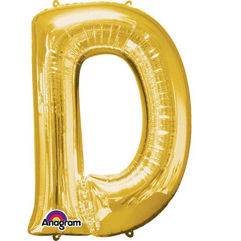 Giant Gold Letter D Foil Balloon 33"
