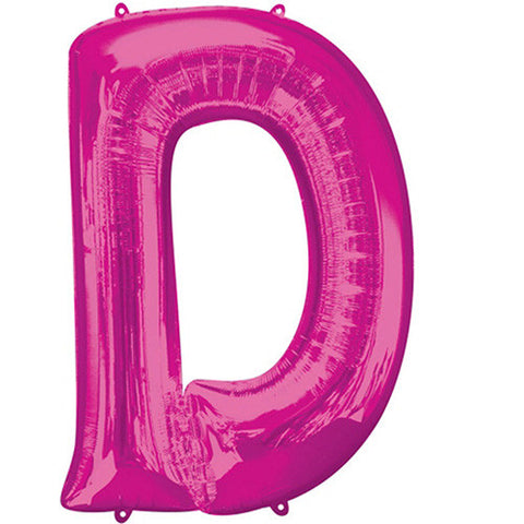 Giant Pink Letter D Foil Balloon 33"
