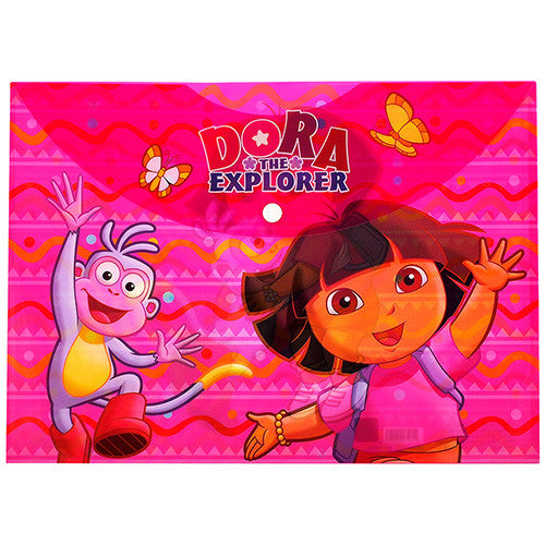 Dora The Explorer Character Authentic Licensed Pink Plastic Folders ( 2 Folders )