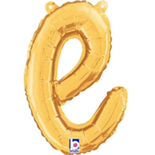 Gold Script Letter E Foil Balloon 14"