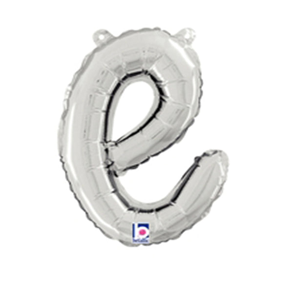 Silver Script Letter E Foil Balloon 14"