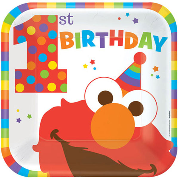 Elmo Sesame Street 1st Birthday 8 Luncheon Plates 9"