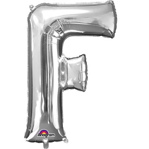 Giant Silver Letter F Foil Balloon 32"