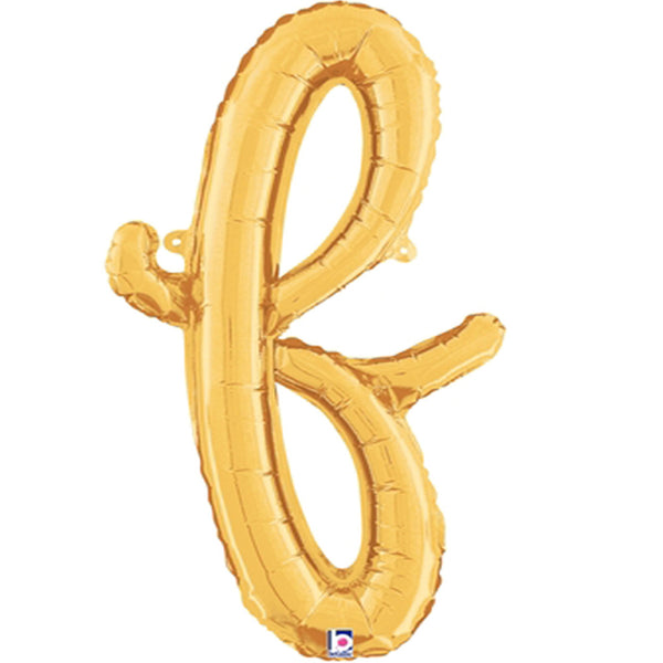 Gold Script Letter F Foil Balloon 24"