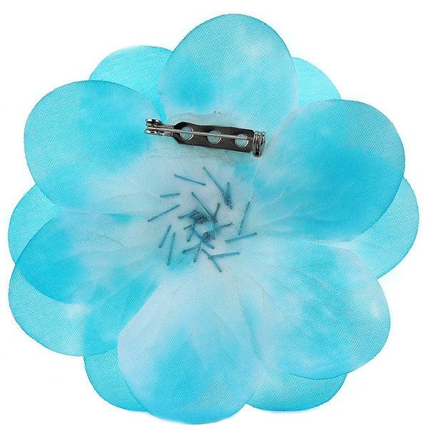 Flower with 19 Sequins Blue Fabric 3" ( 3 Flowers )