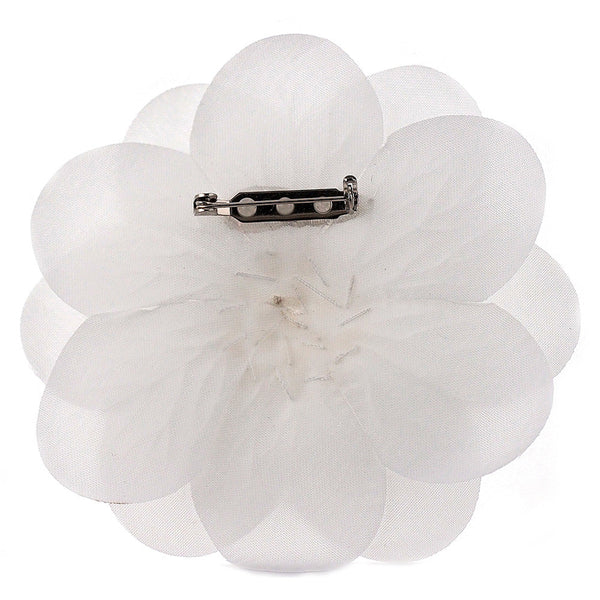 Flower with 19 Sequins White Fabric 3" ( 3 Flowers )