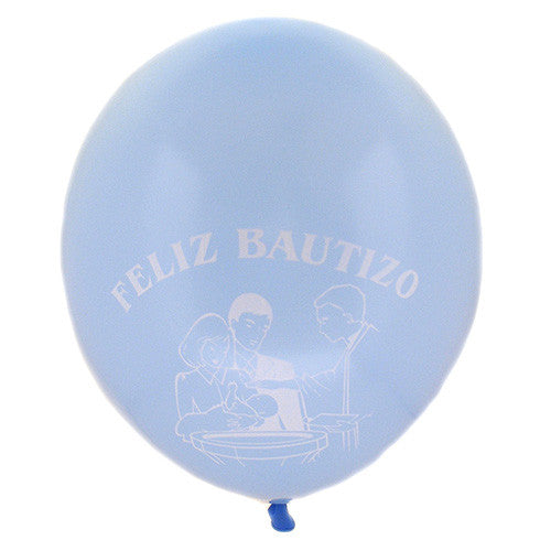 Latex 11" Blue " Feliz Bautizo " Spanish Theme Balloon 12ct