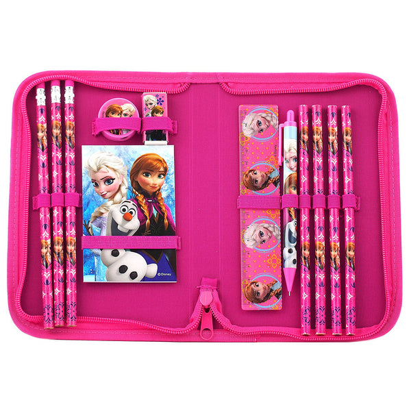 Frozen Elsa Anna and Olaf Character Authentic Licensed Hot Pink Stationery Pack With Case
