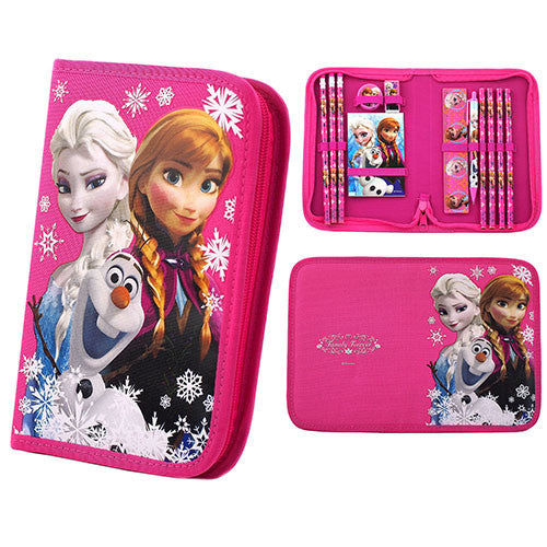 Frozen Elsa Anna and Olaf Character Authentic Licensed Hot Pink Stationery Pack With Case