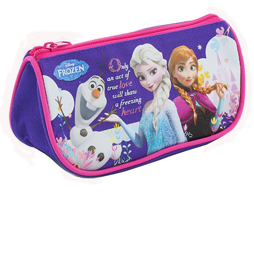 Frozen Anna Elsa and Olaf Character Authentic Licensed  Multi Purpose Triangle Style Purple Pencil Case