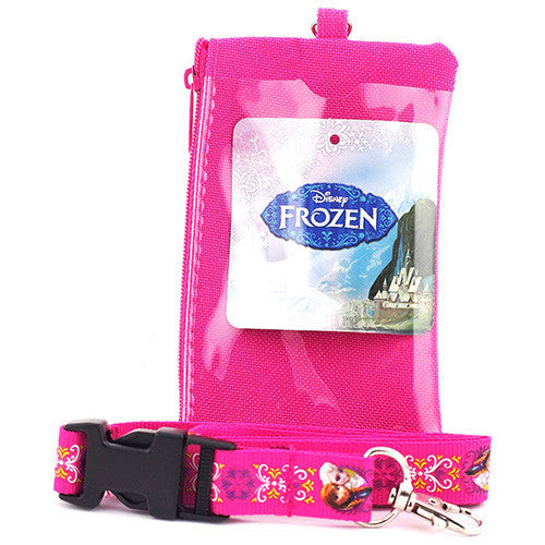 Frozen Anna and Elsa Pink Lanyard with Detachable Coin Purse