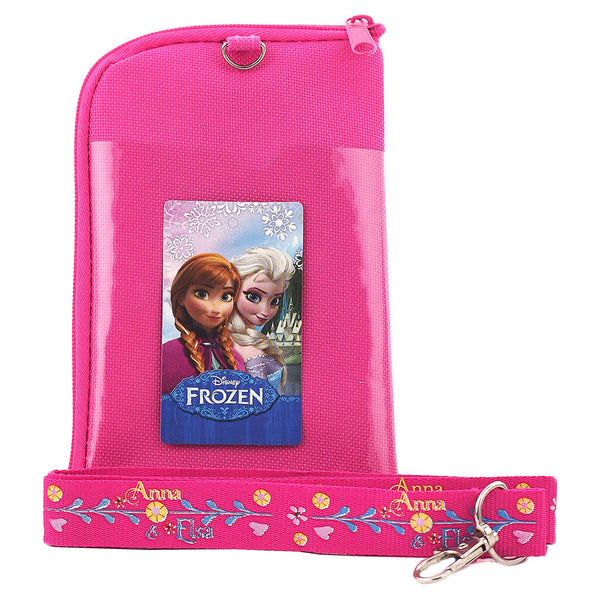 Frozen Elsa Anna and Olaf Character Hot Pink Lanyard with Detachable Cellphone Case Or Coin Purse