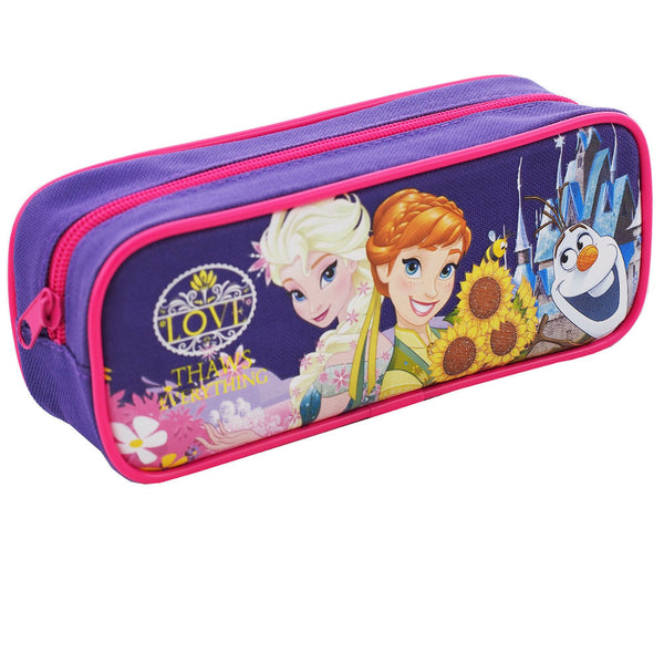Frozen Fever Character Single Zipper Purple Pencil Case