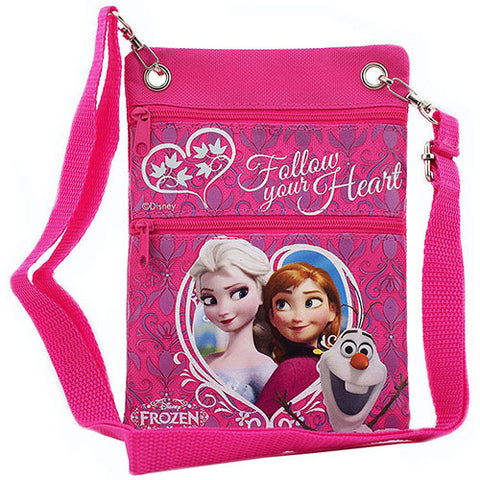 Frozen Elsa Anna and Olaf Character Authentic Licensed Hot Pink " Follow Your Heart " Mini Shoudler Bag