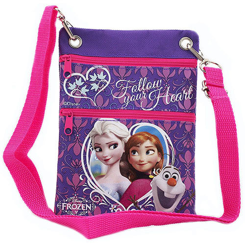 Frozen Elsa Anna and Olaf Character Authentic Licensed Purple " Follow Your Heart " Mini Shoudler Bag