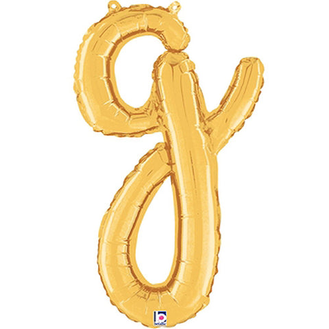 Gold Script Letter G Foil Balloon 24"