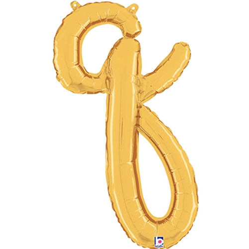 Gold Script Letter Q Foil Balloon 24"