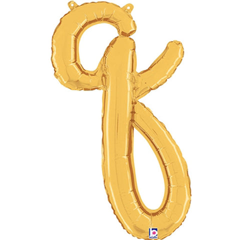 Gold Script Letter Q Foil Balloon 24"
