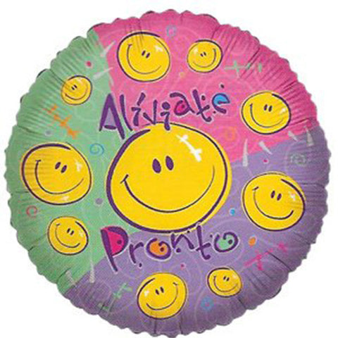 18" Get Well Aliviate Pronto Smileys Theme Foil / Mylar Balloons ( 6 Balloons )