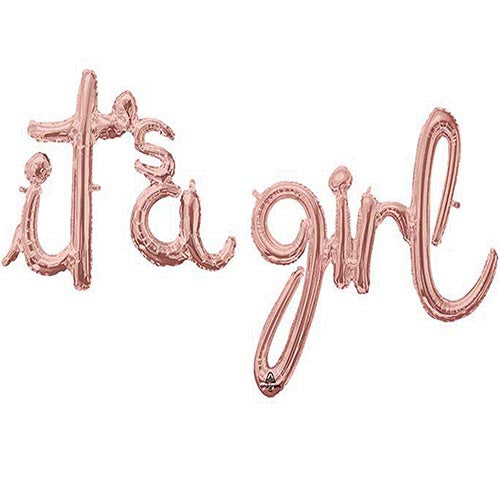 Rose Gold Mini Shape Air Filled Script Phrase " It's a Girl " Foil Balloon 56 Inch