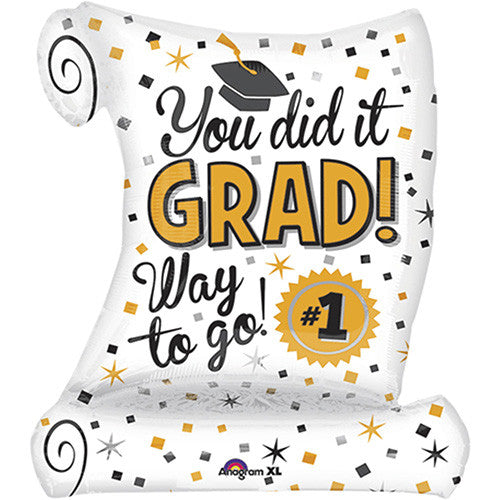 You Did It Grad Diploma Super Shape Foil / Mylar Balloon 26"