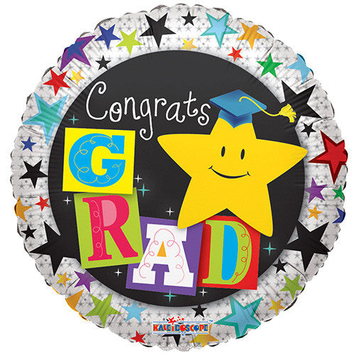 6 Graduation Foil / Mylar Balloons Congrats Grad 18"