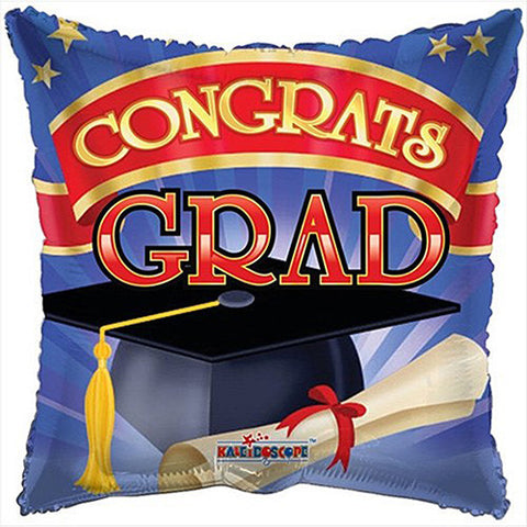 6 Graduation Square Purple Foil / Mylar Purple Balloons Congrats Grad 18"