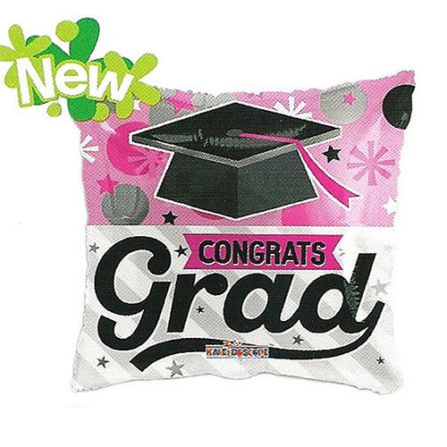 6 Graduation Foil / Mylar Balloons Pink Grad 18"