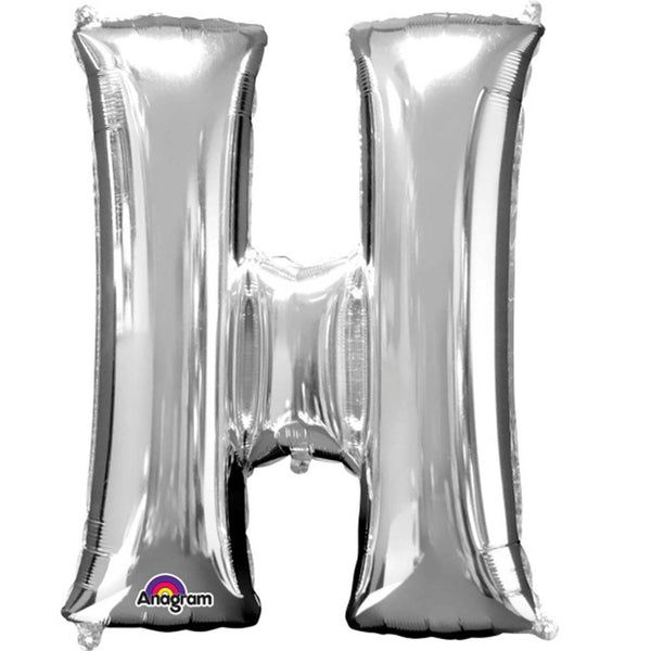 Giant Silver Letter H Foil Balloon 32"