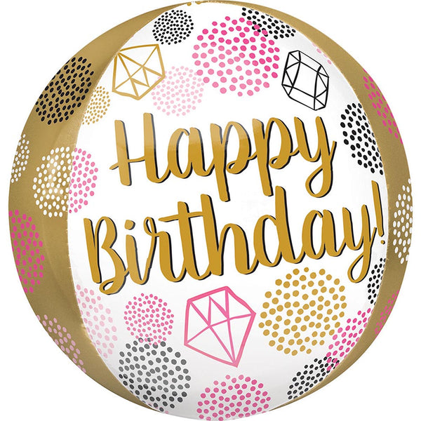 Happy Birthday Gems Orbz Balloon 15"