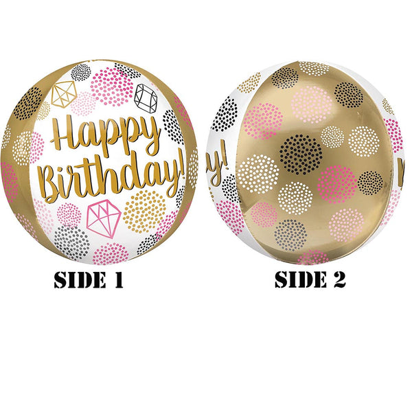 Happy Birthday Gems Orbz Balloon 15"