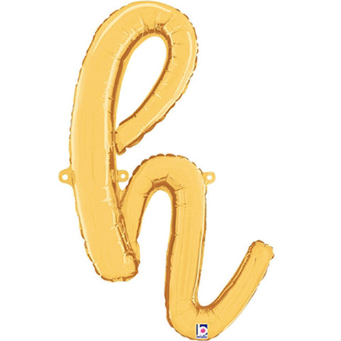 Gold Script Letter H Foil Balloon 24"