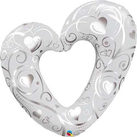 Silver Heart Foil Balloon 42"