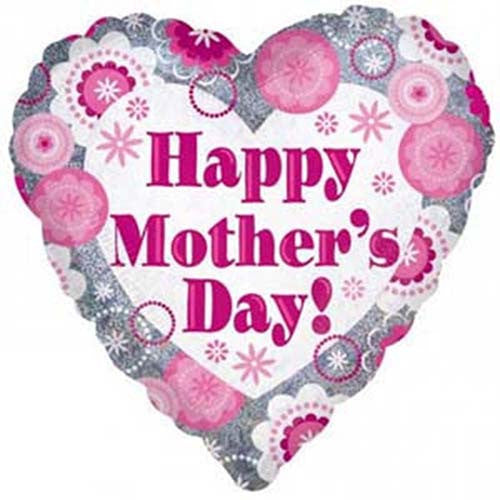 18" Happy Mother's Day Heart Shape Pink Foil / Mylar Balloons ( 6 Balloons )