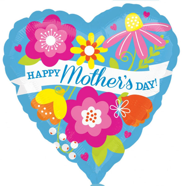 18" Happy Mother's Day Heart Shape Foil / Mylar Balloons ( 6 Balloons )