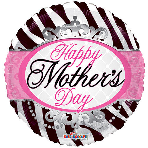 18" Happy Mother's Day Mom Zebra Pattern Foil / Mylar Balloons ( 6 Balloons )