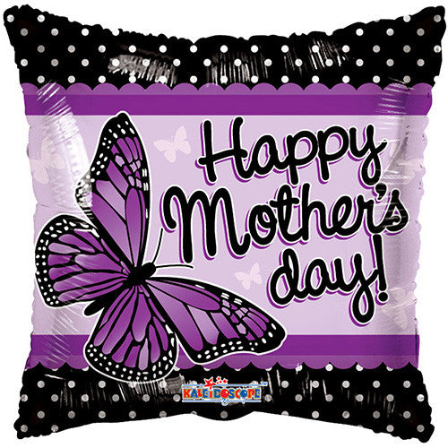 18" Happy Mother's Day Butterfly Theme Purple Foil / Mylar Balloons ( 6 Balloons )