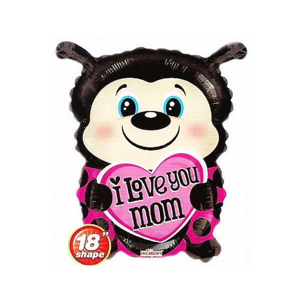 18" Happy Mother's Day Mom Ladybug Shape Foil / Mylar Balloons ( 6 Balloons )