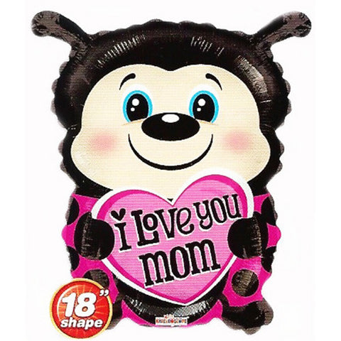 18" Happy Mother's Day Mom Ladybug Shape Foil / Mylar Balloons ( 6 Balloons )