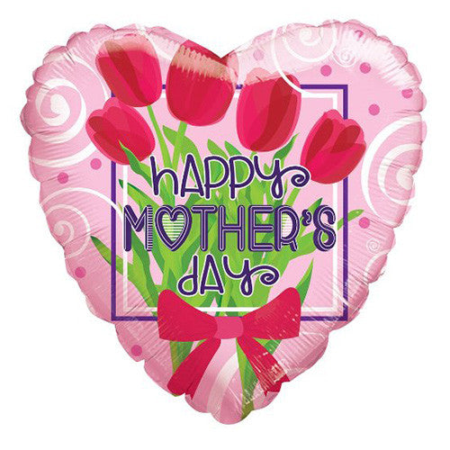 18" Happy Mother's Day Heart Shape Pink Foil / Mylar Balloons ( 6 Balloons )