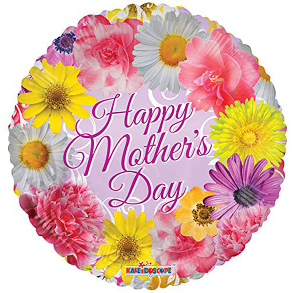 18" Happy Mother's Day Spring Flowers Foil / Mylar Balloons ( 6 Balloons )