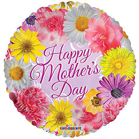 18" Happy Mother's Day Spring Flowers Foil / Mylar Balloons ( 6 Balloons )