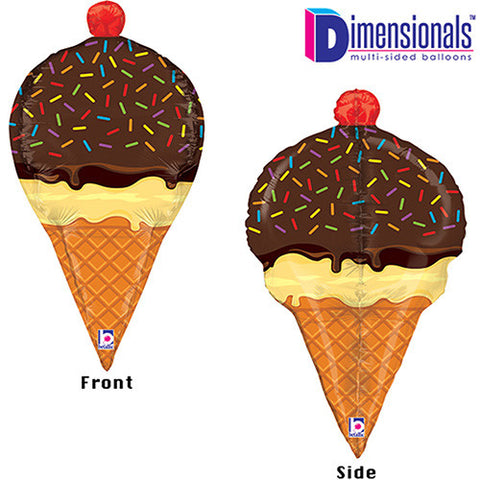 Ice Cream Cone Dimentionals Sprinkles Super Shape Foil Balloon 33"