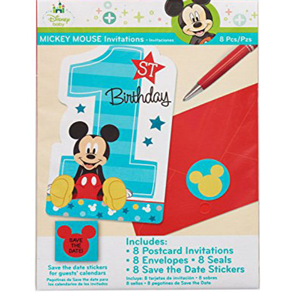 Mickey Mouse First Birthday Invitation cards