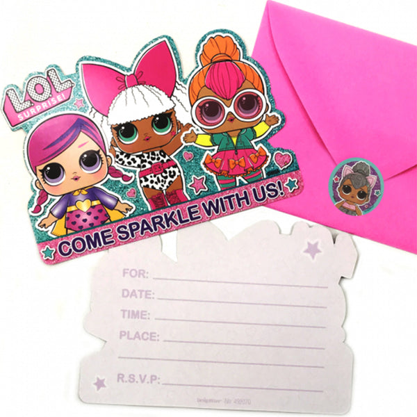 LOL Surprise party supplies Invitation Cards