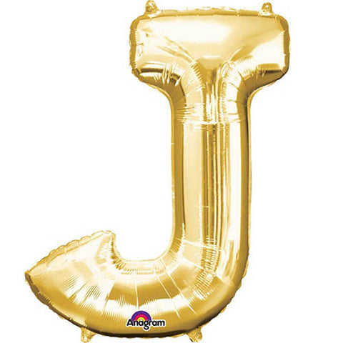 Giant Gold Letter J Foil Balloon 33"