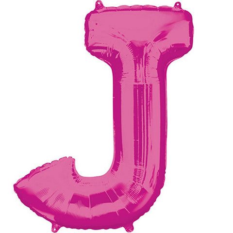 Giant Pink Letter J Foil Balloon 33"